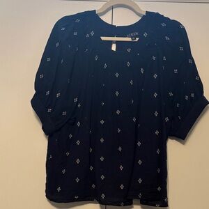 JCREW Cotton Blouse in Navy Size Large